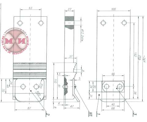 Бильная лопасть (HL) 100x250 чертеж