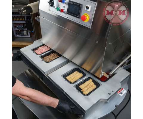 Запайщик лотков полуавтомат Hualian HVT-450R (ротационный, нерж. газ, вакуум, 4 лотка, 187*137*80) 8