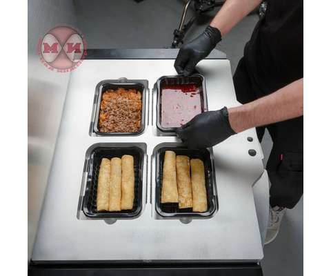 Запайщик лотков полуавтомат Hualian HVT-450R (ротационный, нерж. газ, вакуум, 4 лотка, 187*137*80) 9