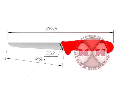 Нож мясной НМЗ 20.02.01-16 с размерами