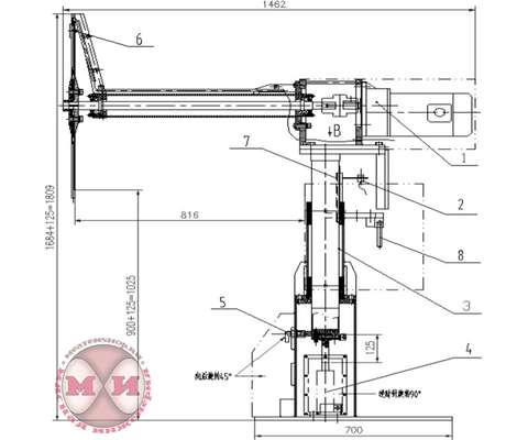 Чертеж с размерами пила дисковая циркуляционная Ribon RTG-1400