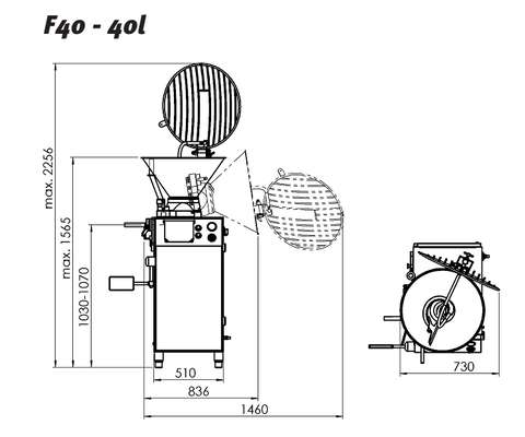 Шприц вакуумный Frey F-Line F40A (размеры)